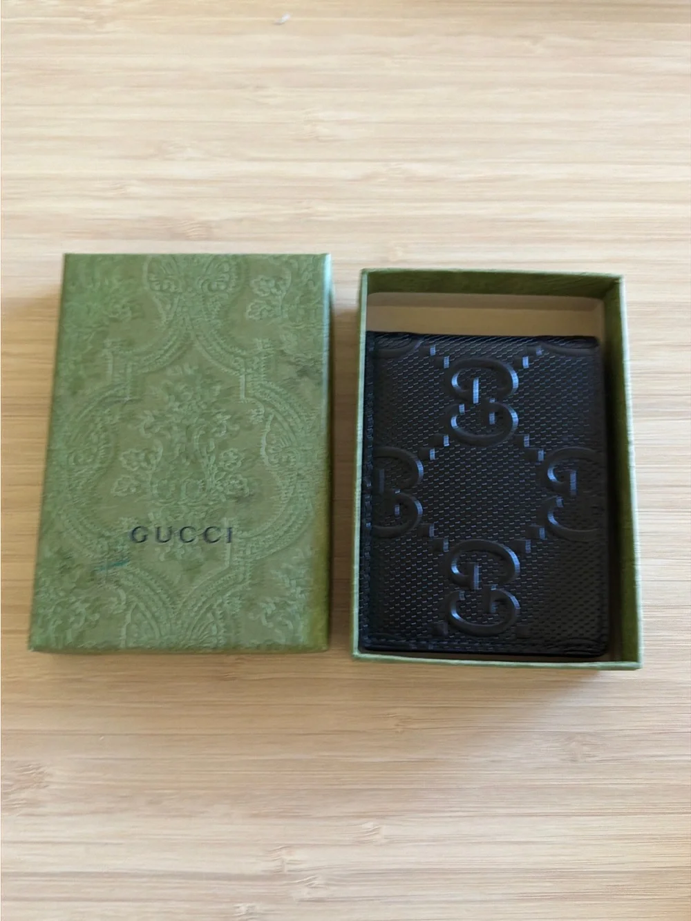 Gucci Black Embossed GG Leather Card & Key Sleeve